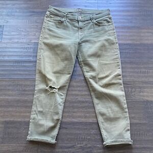MOTHER Olive Green The Dropout Boyfriend Jean Size 30